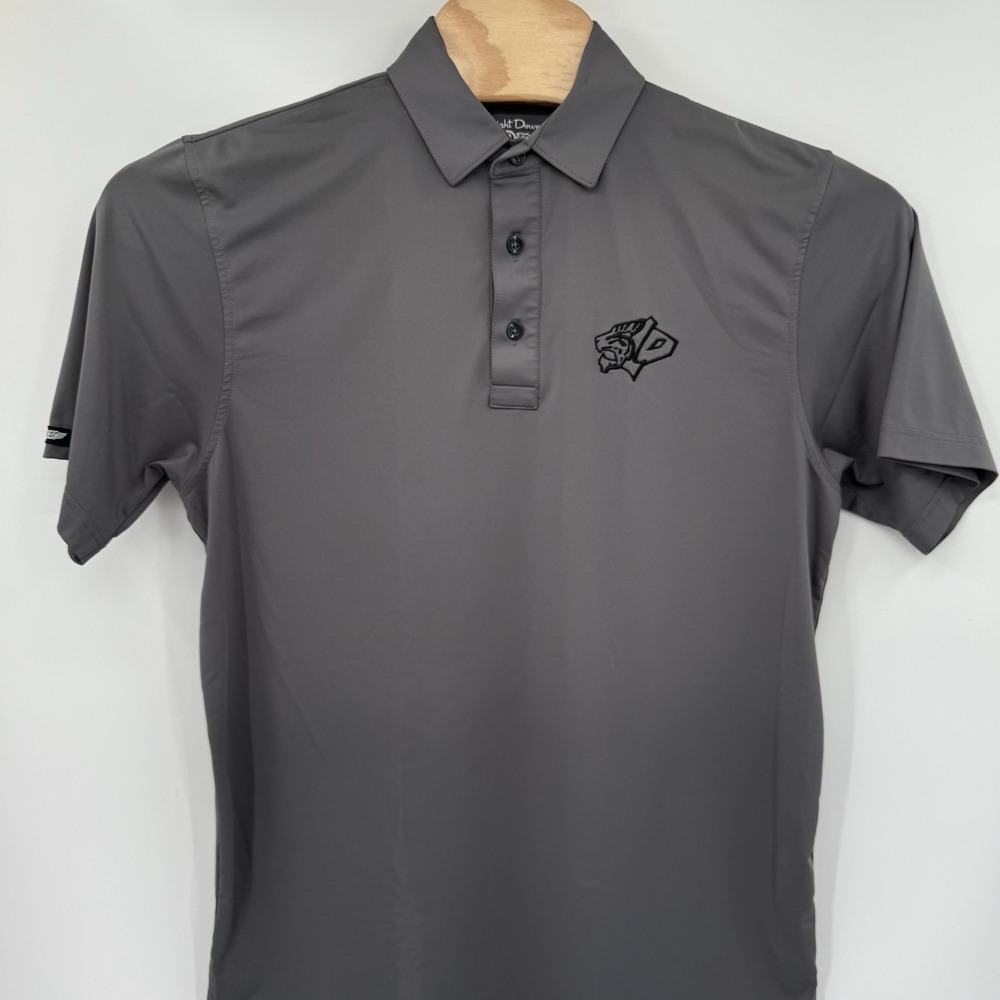 Straight Down Polo Shirt Men Small‎ Gray Performance Golf Short Sleeve Logo